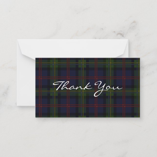 Carte De Correspondance Clan Tartan Plaid Malcolm Merci (Devant)