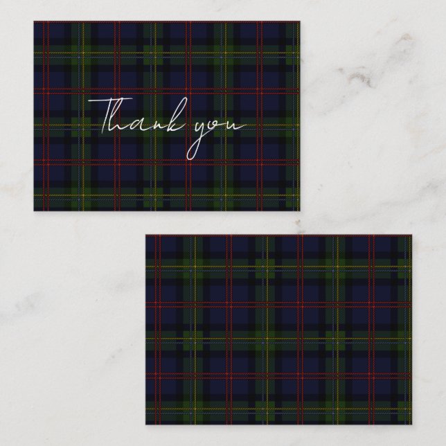 Carte De Correspondance Clan Tartan Plaid Malcolm Merci rustique (Devant / Derrière)