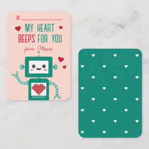 Carte De Correspondance Classe Valentine's Day Robot Beeps Card