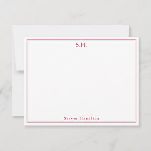 Carte De Correspondance Classic Chic Bourgogne Rouge Monogramme Nom Minima