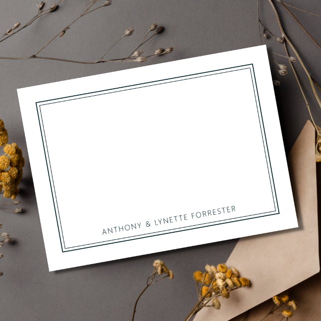 Carte De Correspondance Classic Double Bordure Peacock Vert (Créateur téléchargé)