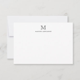 Carte De Correspondance Classic Formal Élégant Monogramme Noir Simple