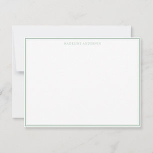 Carte De Correspondance Classic Pastel Vert et Mince Nom de la bordure