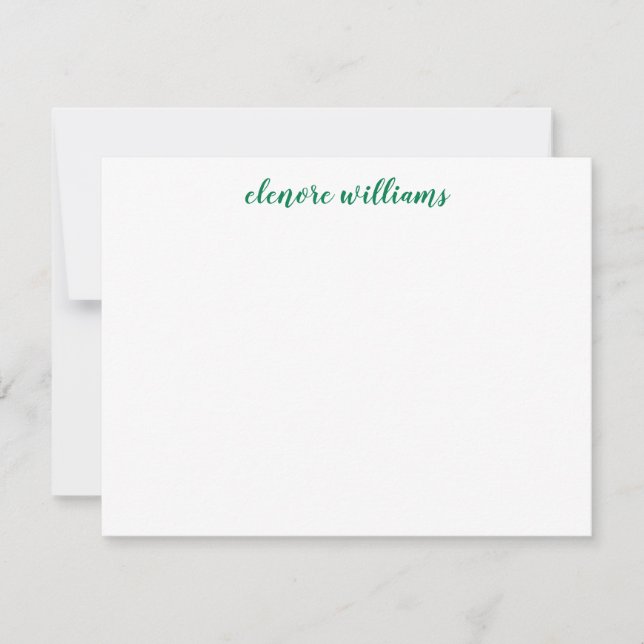 Carte De Correspondance Classic Vert élégant Moderne Élégant Script Preppy (Devant)