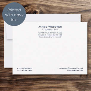 Carte De Correspondance Classique Avocat Droit et Professionnel Marine