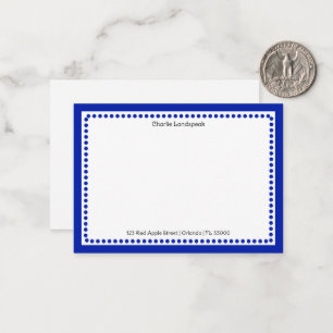 Carte De Correspondance Classique bleu marine bordure et points monogrammé