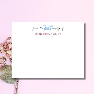 Carte de correspondance Classique Nuages Rose Pâle