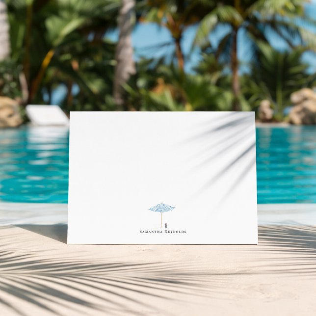 Carte De Correspondance Coastal Umbrella Dog Minimal Monogram (Créateur téléchargé)