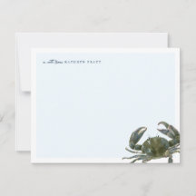 Coastal Watercolor Blue Crab Personal Stationery