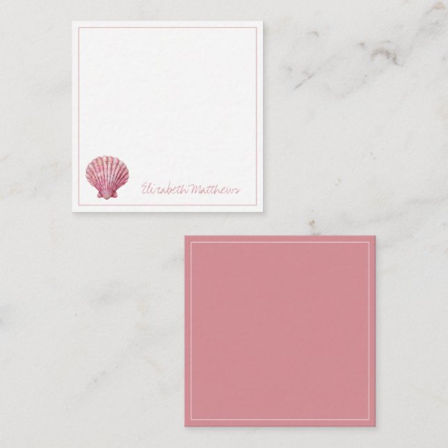 Carte De Correspondance Coastère rose coquille sur blanc Personnalisé (Devant / Derrière)