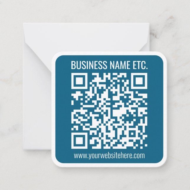 Carte De Correspondance Code QR bleu océan modifiable (Devant)