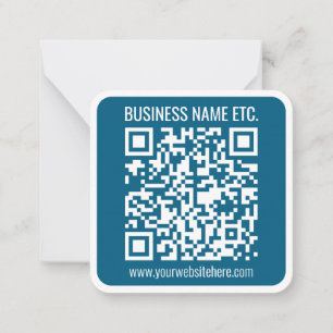 Carte De Correspondance Code QR bleu océan modifiable