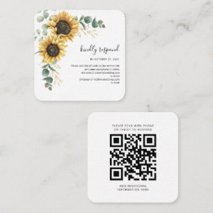 Carte De Correspondance Code QR de réponse de mariage au tournesol d'eucal