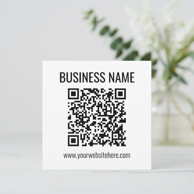 Carte De Correspondance Code QR personnalisable et nom commercial (Debout devant)