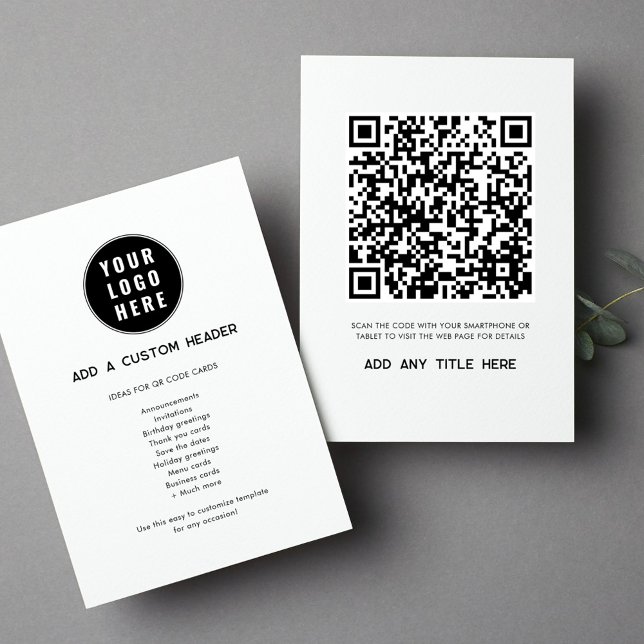 Carte De Correspondance Code QR personnalisé Logo d'entreprise Moderne ten (QR Code Business Logo Wedding Invitation Ideas Note Card)