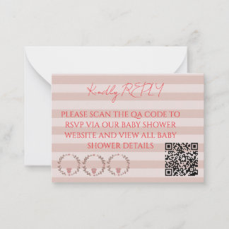Carte De Correspondance Code QR RSVP Bandes Roses