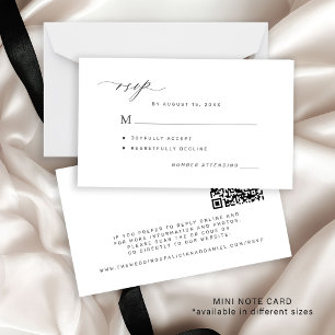 Carte De Correspondance Code QR simple RSVP mariage noir et blanc