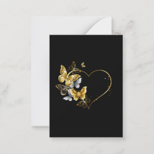 Carte De Correspondance Coeur aux papillons d'or