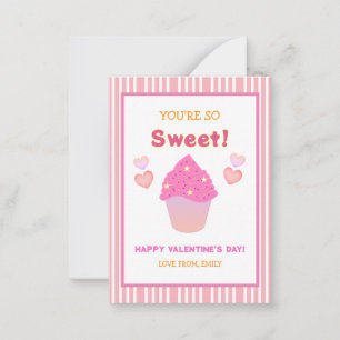 Carte De Correspondance Coeur de Cupcake rose Vous êtes si doux Saint Vale