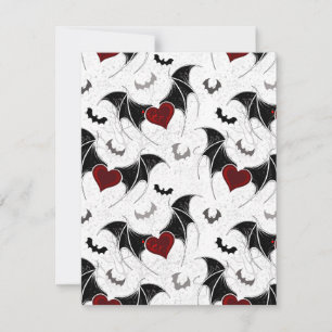 Carte De Correspondance Cœur d'Halloween avec des ailes de chauve-souris n