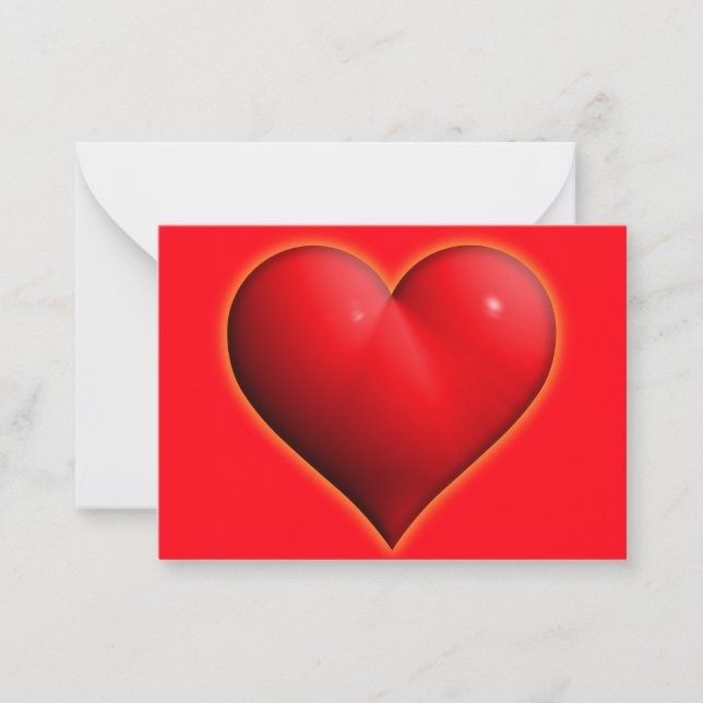 Carte De Correspondance Cœur Rouge Brillant 3-D (Devant)
