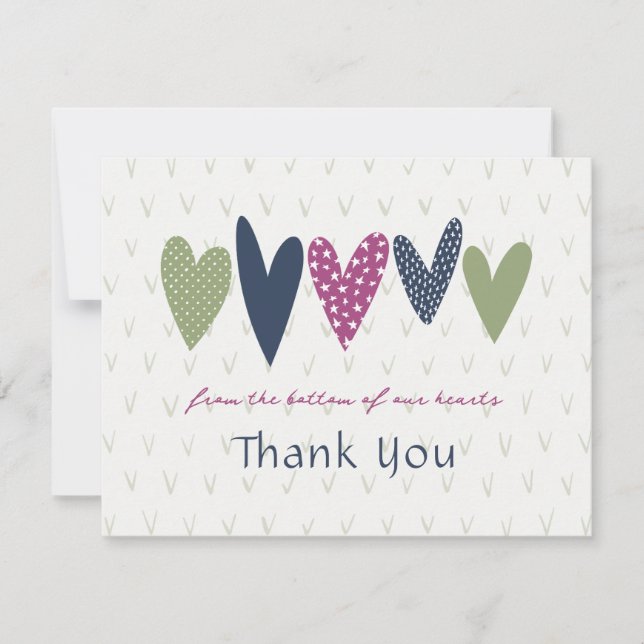 Carte De Correspondance Coeurs de Merci coeur Avocado Magenta (Devant)