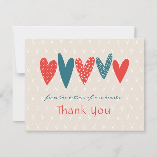 Carte De Correspondance Coeurs de Merci coeur Turquoise Rouge (Devant)