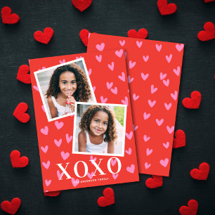 Carte De Correspondance Coeurs roses doux XOXO Saint Valentin Deux 2 Photo