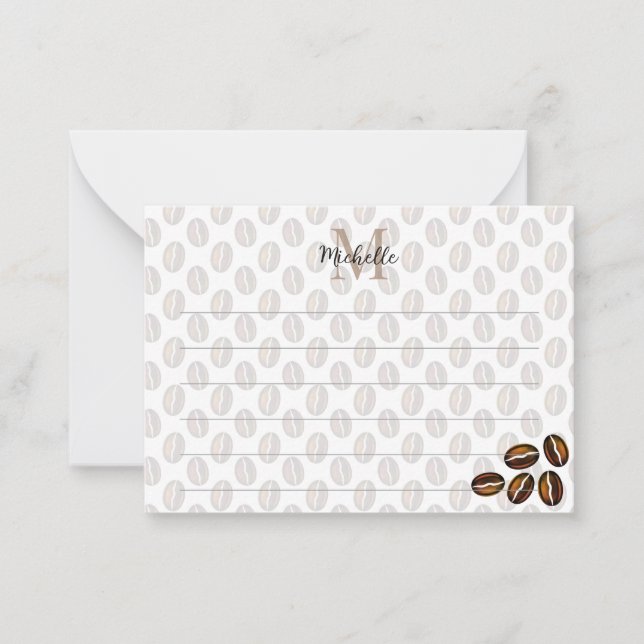 Carte De Correspondance Coffee Beans Coffee Lover Lined Monogram (Devant)