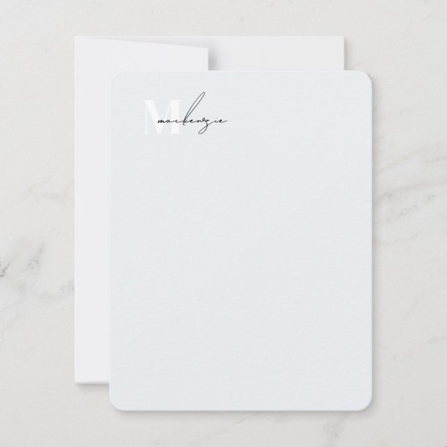 Carte De Correspondance Coins Arrondi Chic Monogramme Papier personnel (Devant)