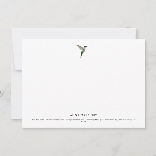 Carte De Correspondance Colibri élégant (Devant)