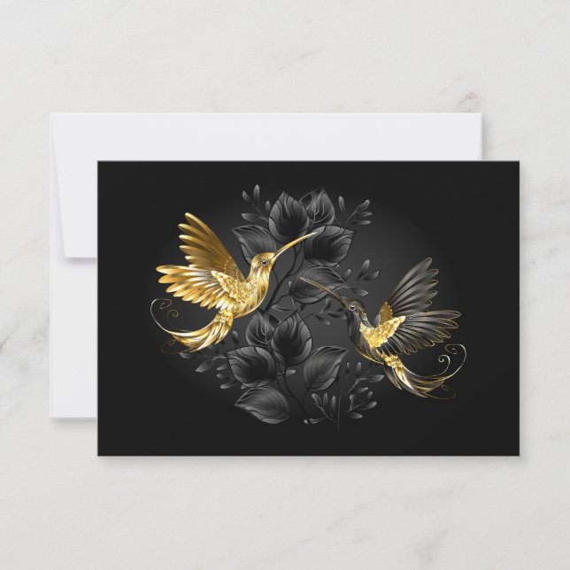 Carte De Correspondance Colibri noir et or (Devant)