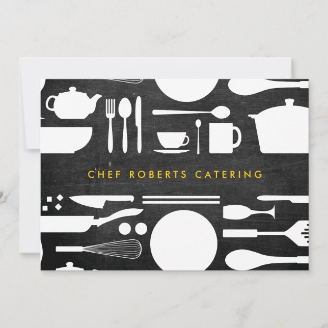 Carte De Correspondance Collage de cuisine sur bois noir (Devant)