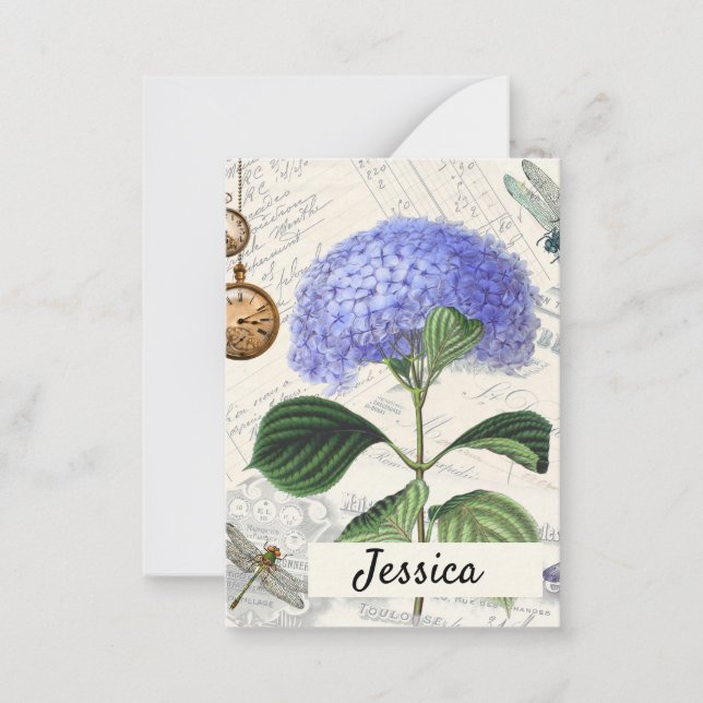 Carte De Correspondance Collage Hydrangea Personnalisé (Devant)