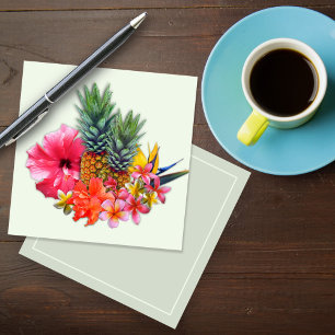 Carte De Correspondance Collection hawaïenne Plumeria Ananas Petit
