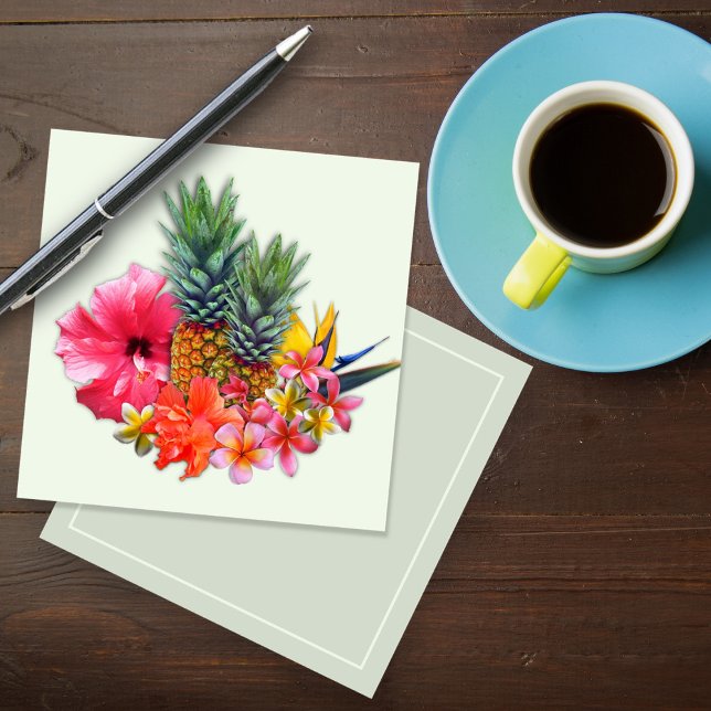 Carte De Correspondance Collection hawaïenne Plumeria Ananas Petit (Créateur téléchargé)