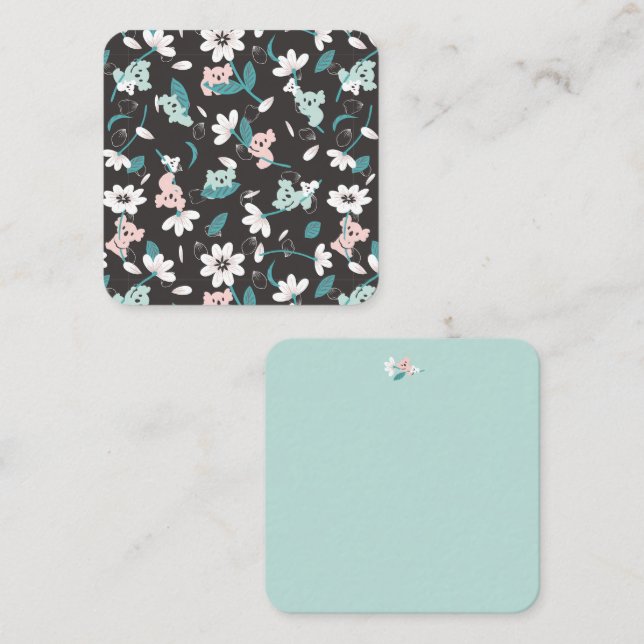 Carte De Correspondance Coloré Koala Motif mignon animal et floral (Devant / Derrière)