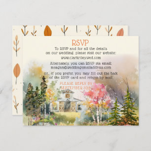Carte De Correspondance Colorful Fall Rustique Blanc Grange Mariage RSVP C