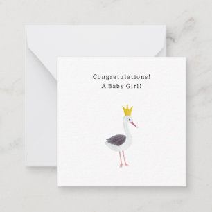 Carte De Correspondance Congratulations Baby Girl Newborn Birth Stork Card