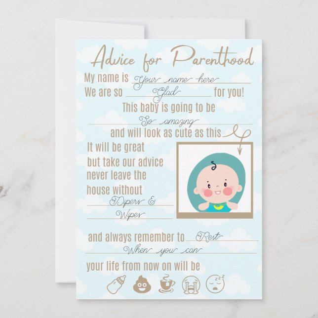 Carte De Correspondance Conseil baby shower (Dos)