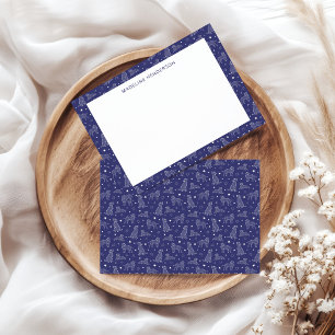 Carte De Correspondance Constellations Whimsical Dog bleu foncé Monogramme