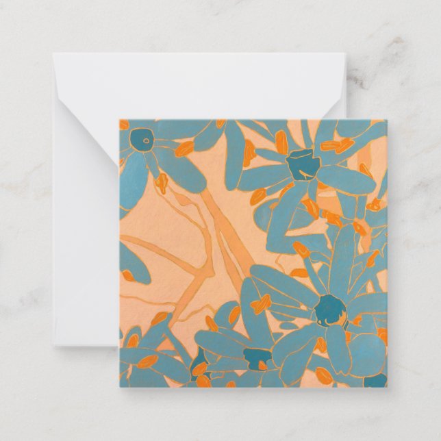 Carte De Correspondance Contemporary Leaf Design in Peach (Devant)