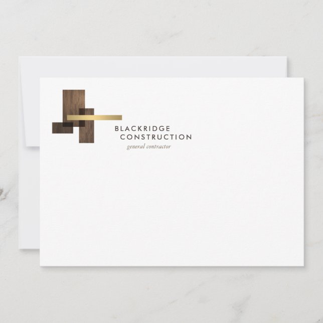 Carte De Correspondance Contractor Construction Business Logo Notecard (Devant)
