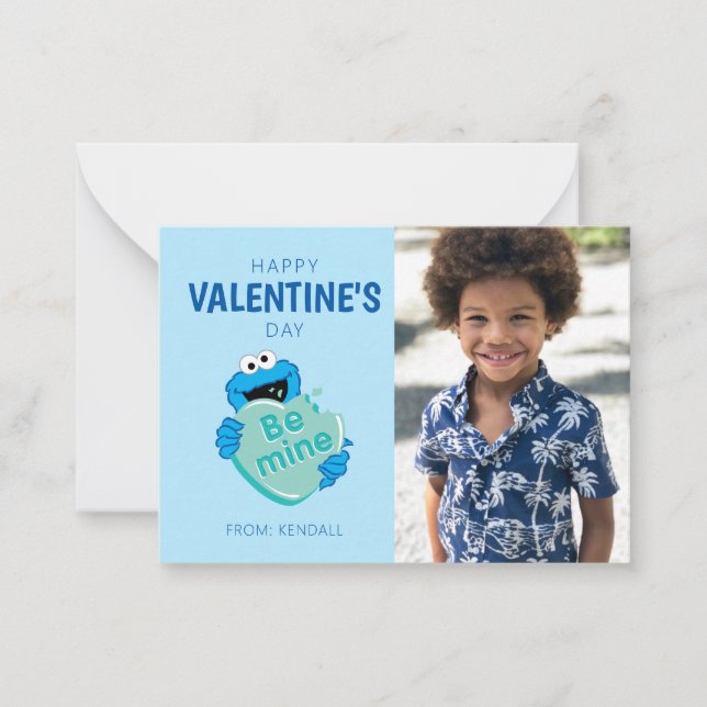 Carte De Correspondance Cookie Monster "Be Mine" Candy Saint-Valentin (Devant)