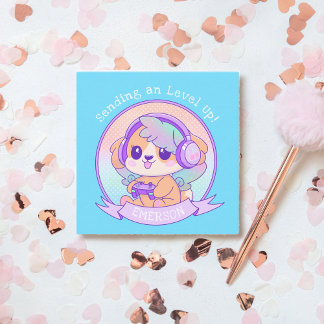 Carte De Correspondance Cool Kawaii Gamer Girl Chien souhaits d'anniversai