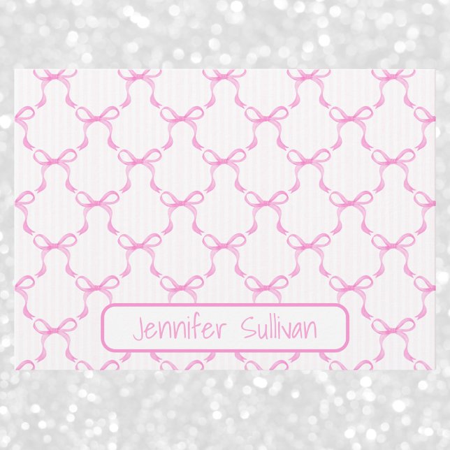 Carte De Correspondance Coquette Pink Bows Striped Elegant Personalized  (Créateur téléchargé)
