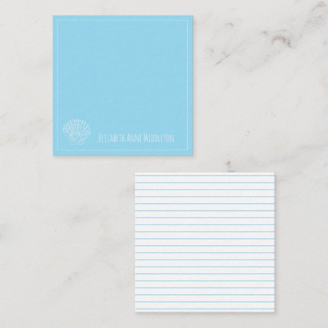 Carte De Correspondance Coquillage bleu clair et blanc Personnalisé (Devant / Derrière)