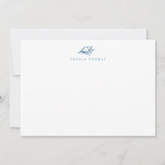Carte De Correspondance Coquille Florale Vintage Bleue Personnalisée