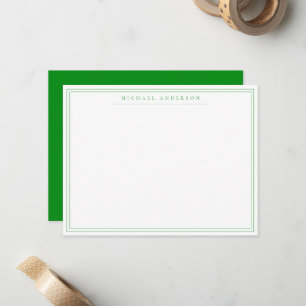 Carte De Correspondance Correspondance de bordure mince Emerald Green doub