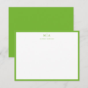Carte De Correspondance Correspondance du monogramme de bordure vert class